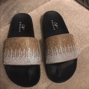 Sparkly shiny Crystal Slide Slipper Sz 6